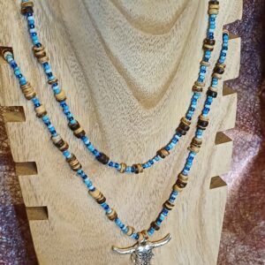 Colliers Perles de verre et bois