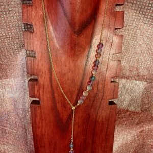 Collier coulissant en acier inoxydable doré et perles de Fluorite