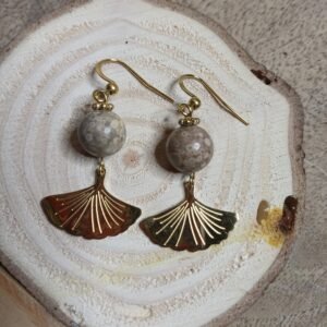 Boucles d'oreilles avec Maifanite et acier inoxydable doré