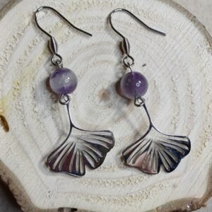 Boucles d'oreilles avec Améthyste et acier inoxydable