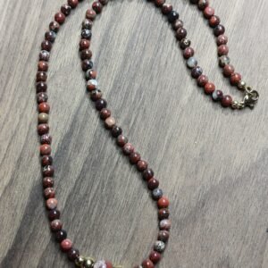 Collier de Jaspe et acier inoxydable doré