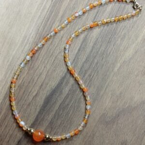 Collier de Cornaline et acier inoxydable doré