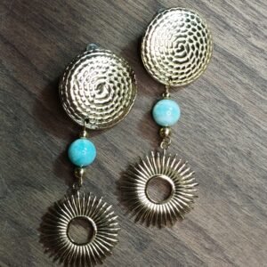 Boucles d'oreilles acier inox inoxydable doré et perle d'Amazonite