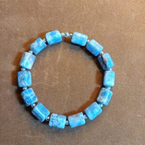 Bracelet en Argent et perles de Jaspe aux Sédiments Marins