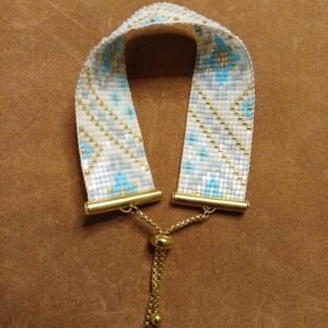 Bracelet tissé en perle de Miyuki, ton bleu de 25 mm