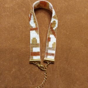 Bracelet tissé en perles de Miyuki, style contemporain, ton marron de 10 mm