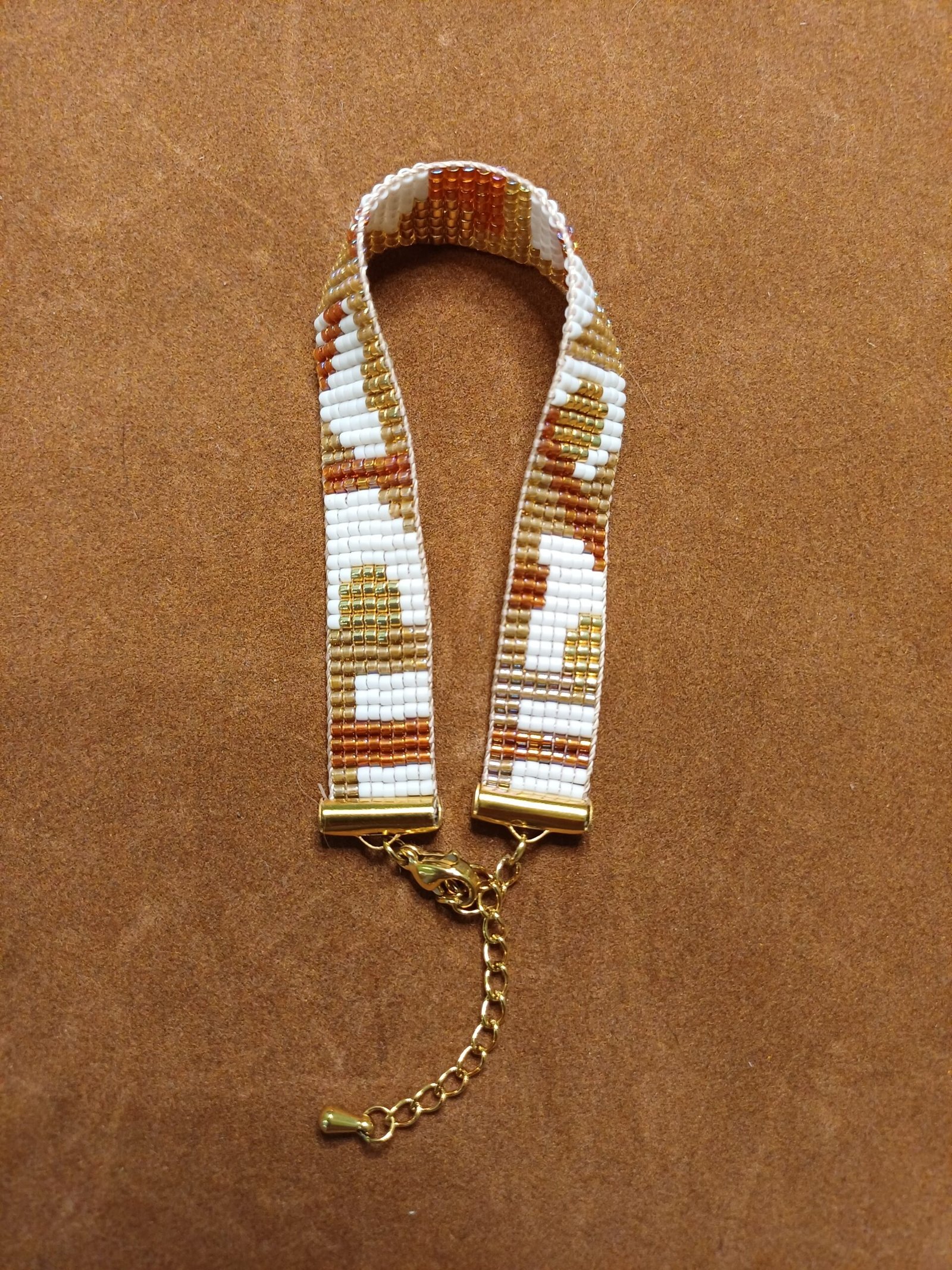 Bracelet tissé en perles de Miyuki, style contemporain, ton marron de 10 mm